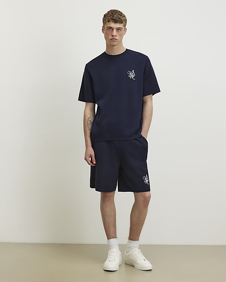 Navy Regular Fit Knitted T-Shirt
