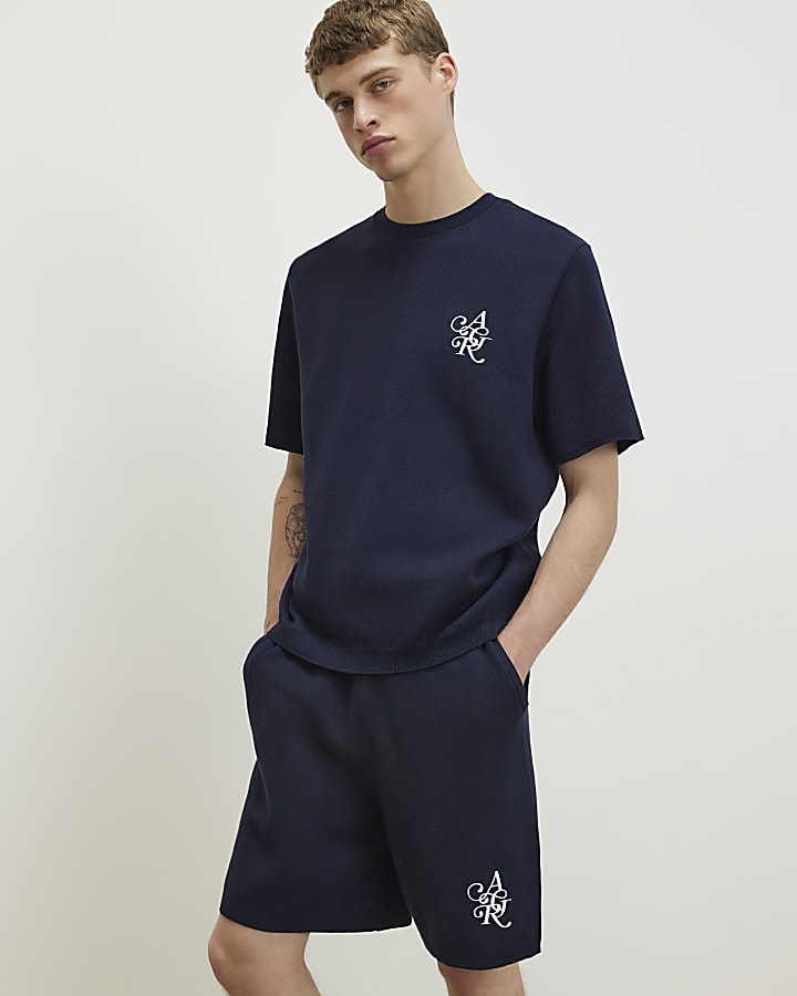 Navy Regular Fit Knitted T-Shirt