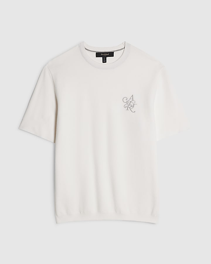 White Regular Fit Knitted T-Shirt
