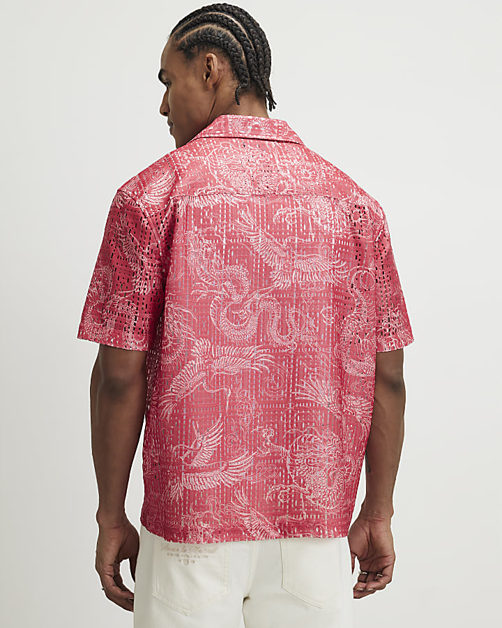 Pink Regular Fit Japanese Crochet Shirt