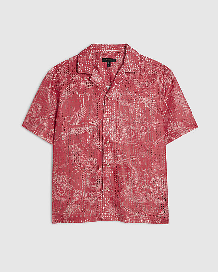 Pink Regular Fit Japanese Crochet Shirt