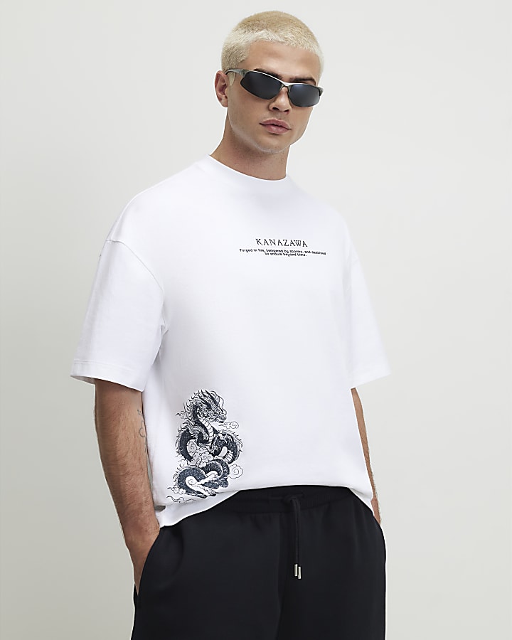 White Cotton Kanazawa Dragon T-Shirt