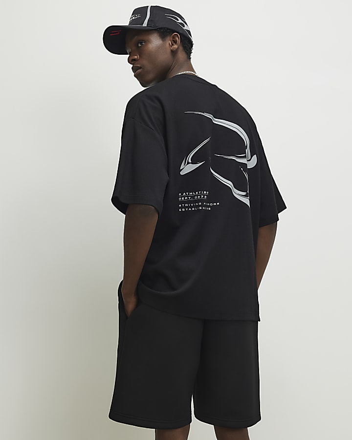 Black Oversized Fit Athletisme T-shirt