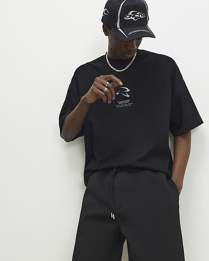 Black Oversized Fit Athletisme T-shirt