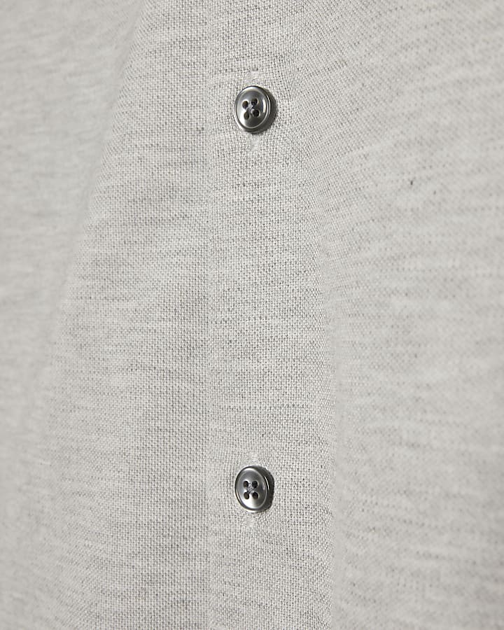 Grey Muscle Fit Pique Short Sleeve Shirt