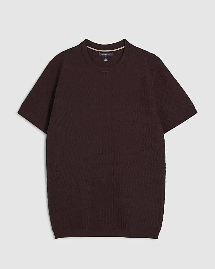 Red Muscle Fit Zig Zag Textured T-Shirt