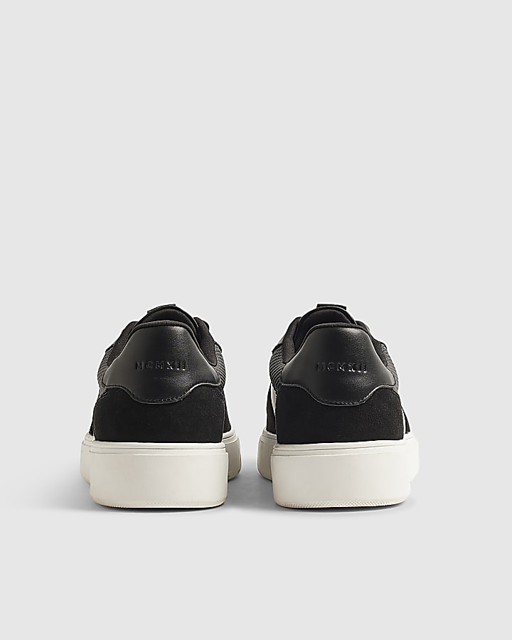 Black Cupsole Panelled Lace up Trainers