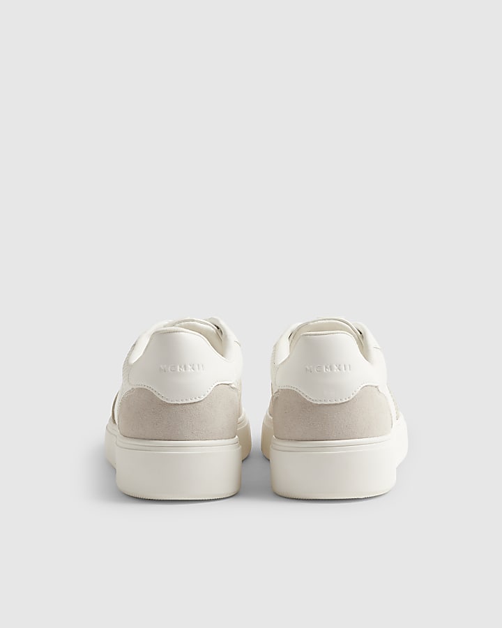 White Cupsole Panelled Lace Up Trainers