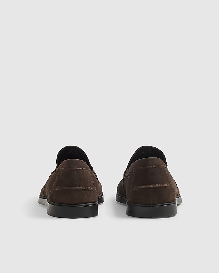 Brown Suede Slip On Loafers