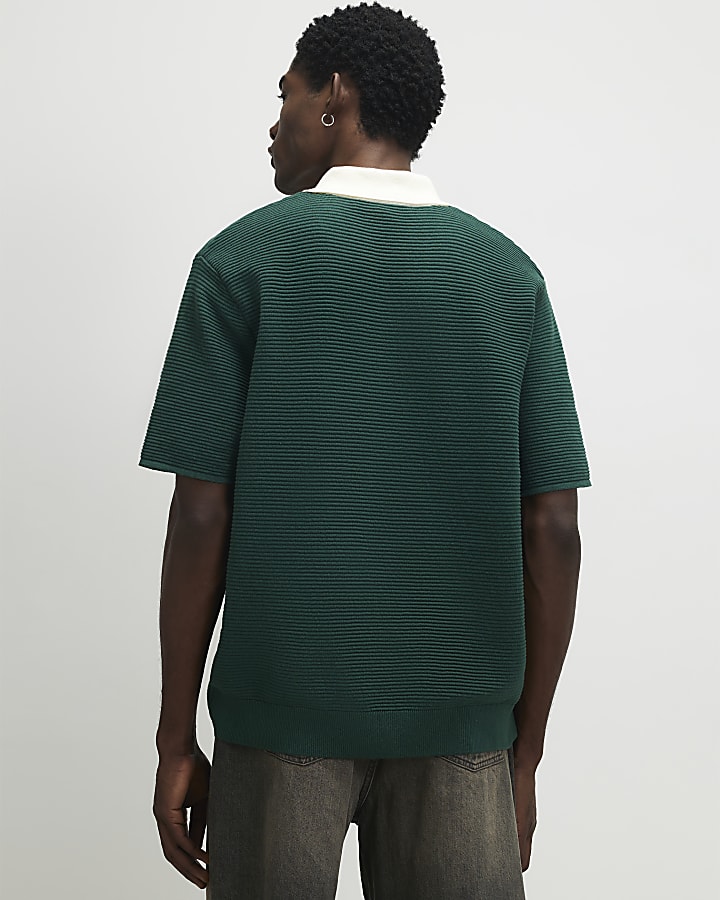 Green Knitted Short Sleeve Penrose Shirt