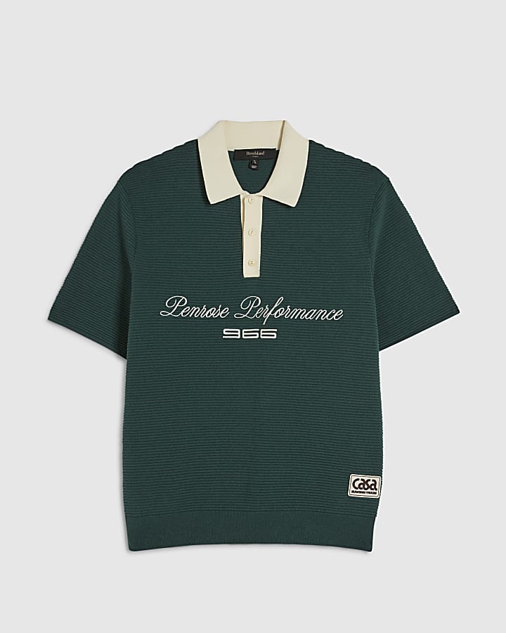 Green Knitted Short Sleeve Penrose Shirt