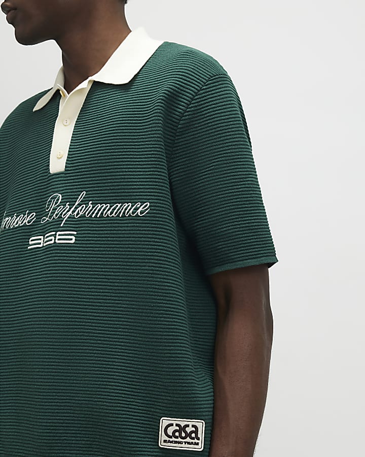 Green Knitted Short Sleeve Penrose Shirt