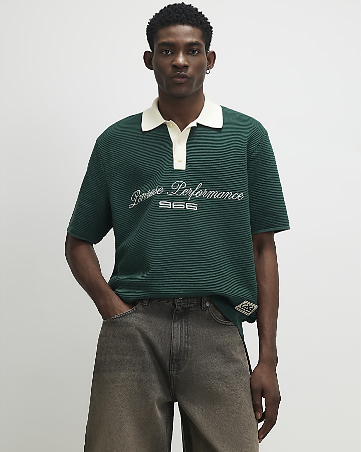 Green Knitted Short Sleeve Penrose Shirt