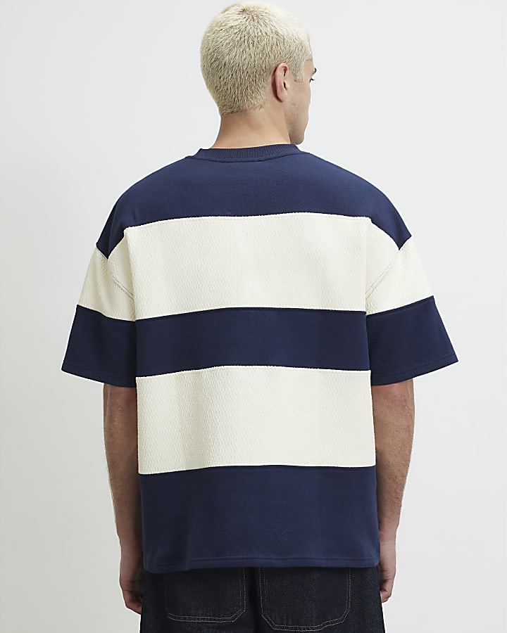 Navy Cotton Ame Saint Stripe T-Shirt