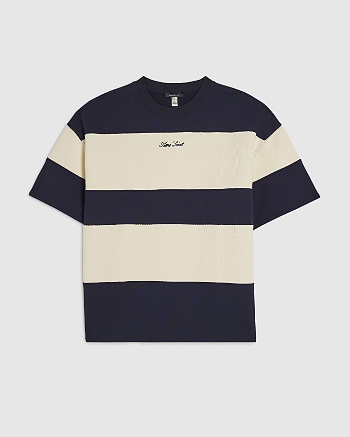 Navy Cotton Ame Saint Stripe T-Shirt