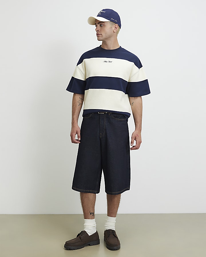 Navy Cotton Ame Saint Stripe T-Shirt