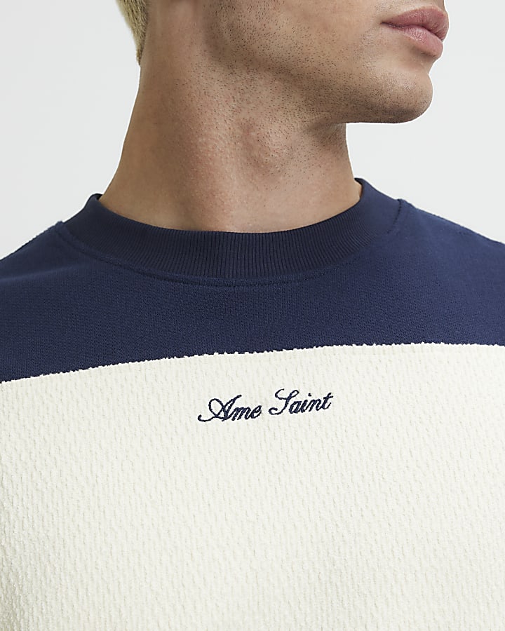Navy Cotton Ame Saint Stripe T-Shirt