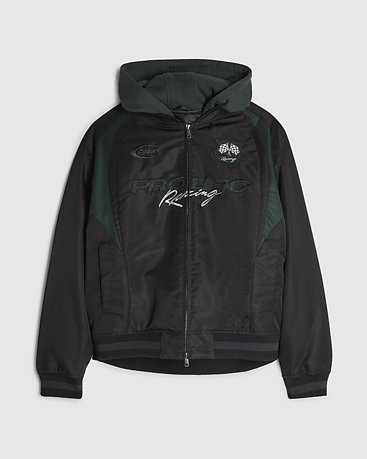 Green Sports Prolific Hooded Bomber Jacket