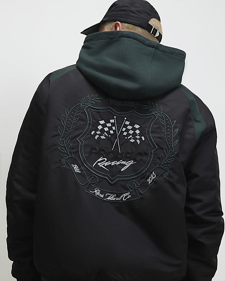 Green Sports Prolific Hooded Bomber Jacket