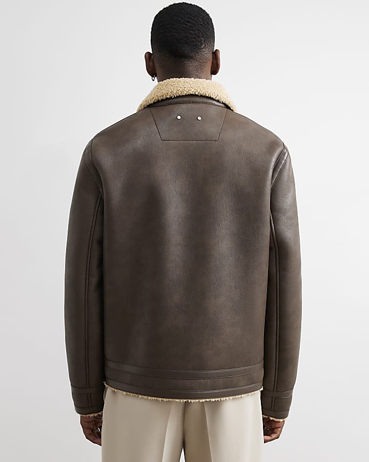 Brown Shearling Lined Western Jacket