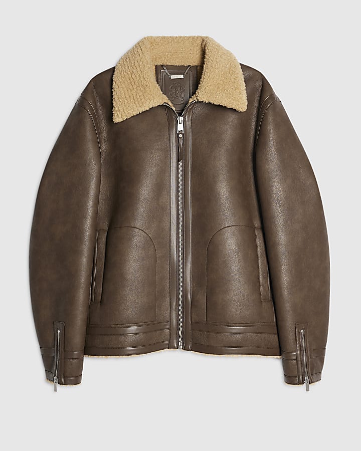 Brown Shearling Lined Western Jacket