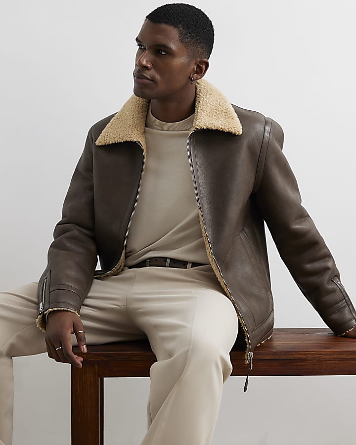Brown Shearling Lined Western Jacket