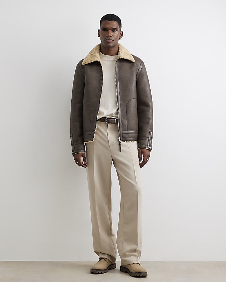 Brown Shearling Lined Western Jacket