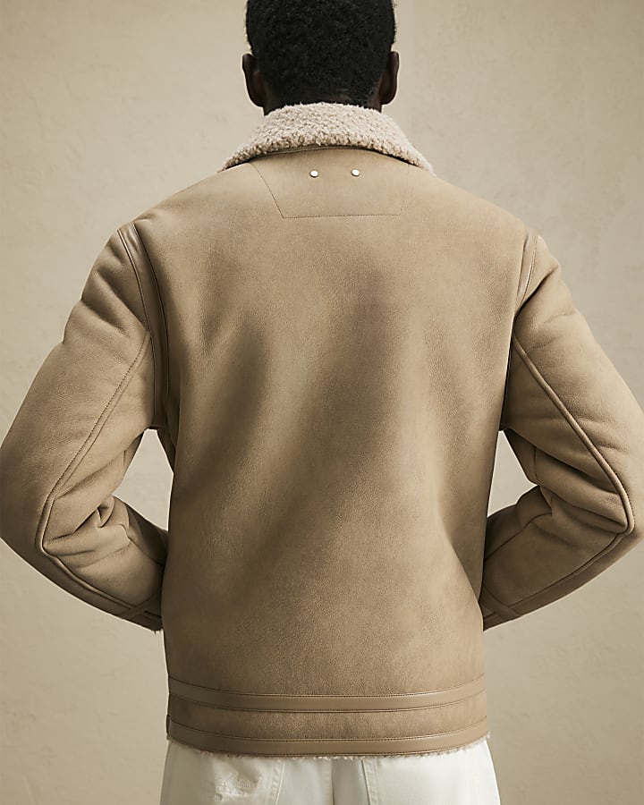 Beige Shearling Lined Western Jacket