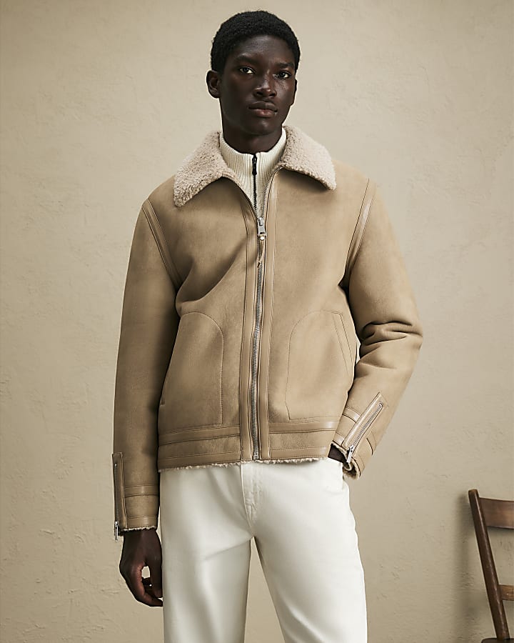 Beige Shearling Lined Western Jacket