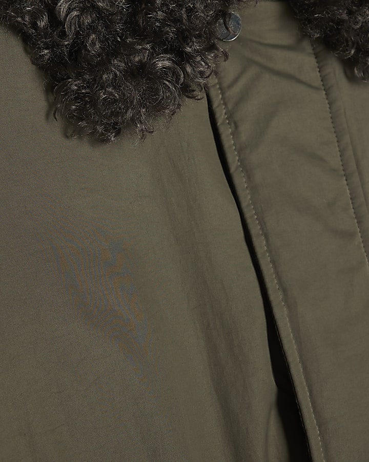 Khaki Fur Collared Jacket
