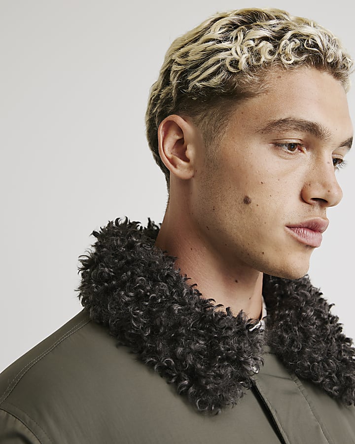 Khaki Fur Collared Jacket