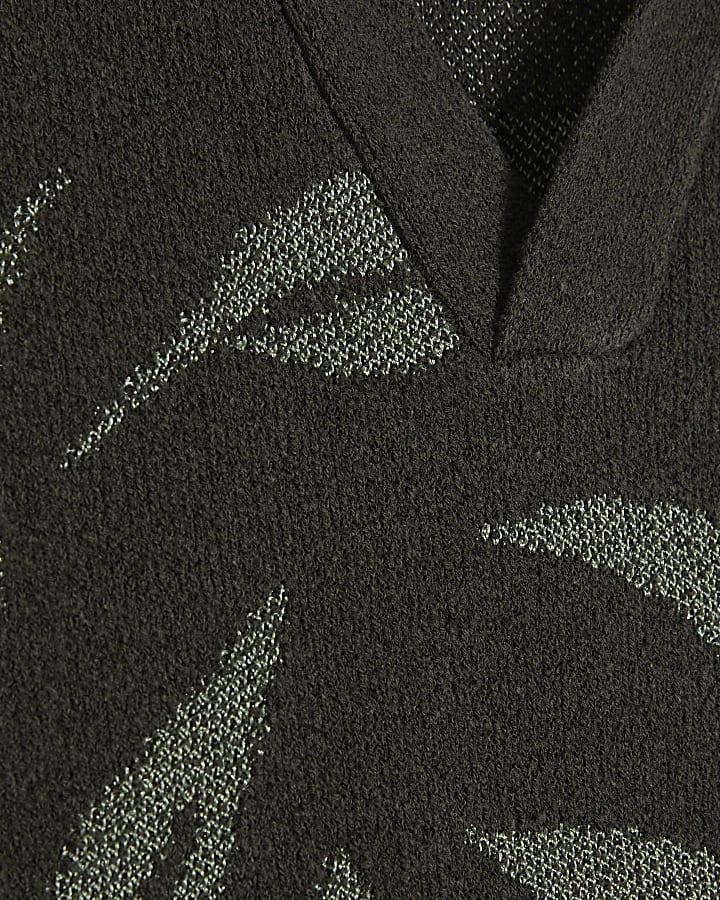 Green Open Collar Botanic Knit Jumper