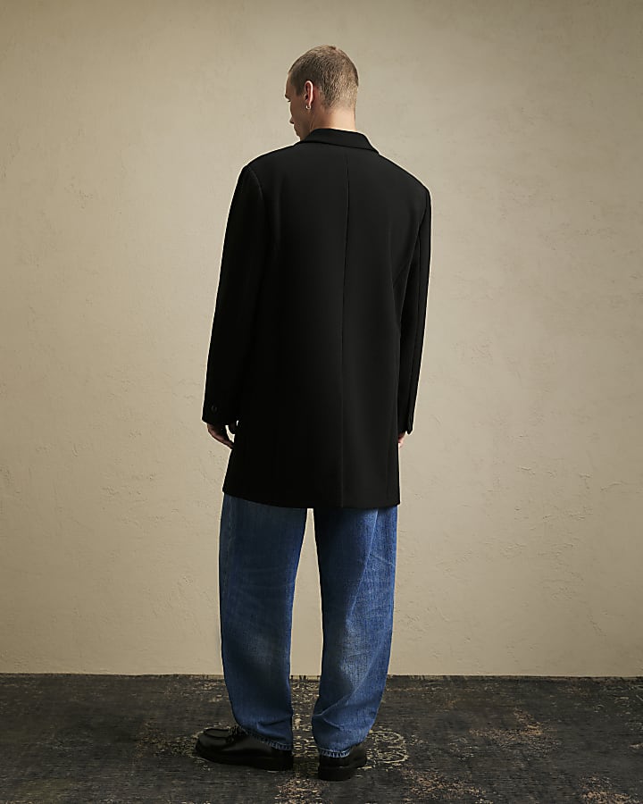 Black Single Breasted Overcoat
