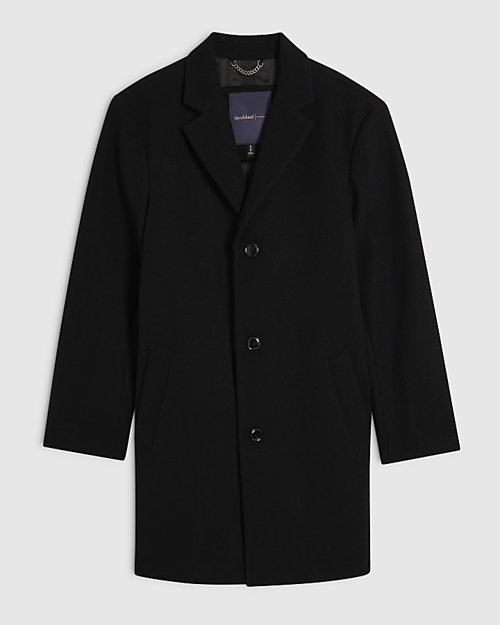 Black Single Breasted Overcoat