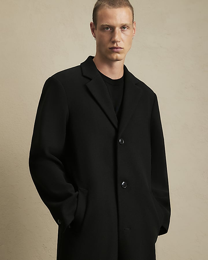 Black Single Breasted Overcoat