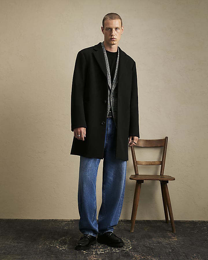 Black Single Breasted Overcoat