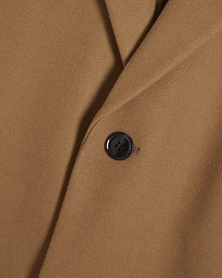 Beige Single Breasted Overcoat