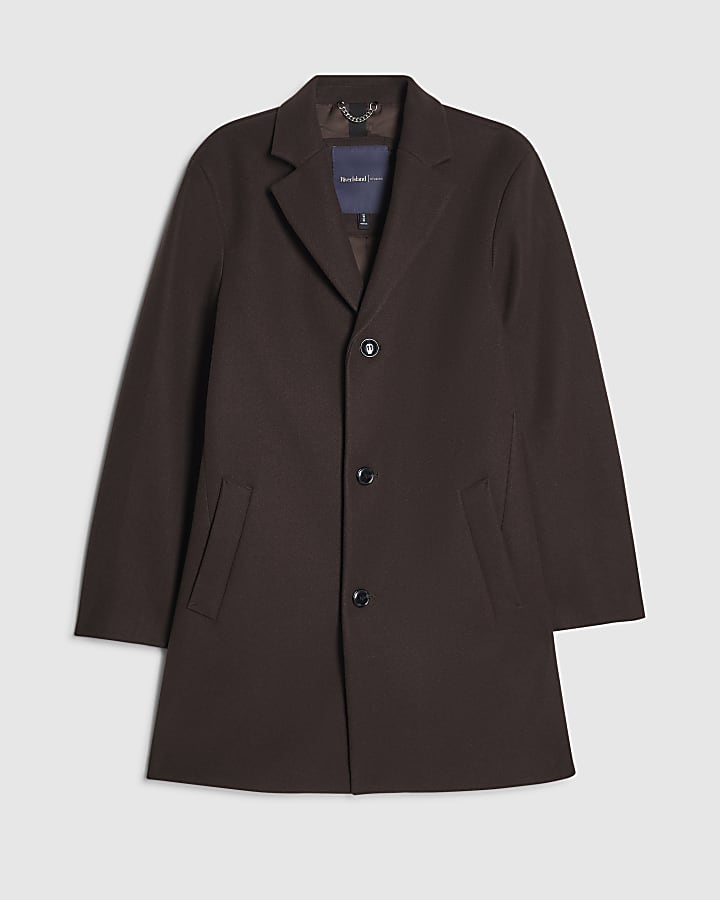Brown Single Breasted Overcoat
