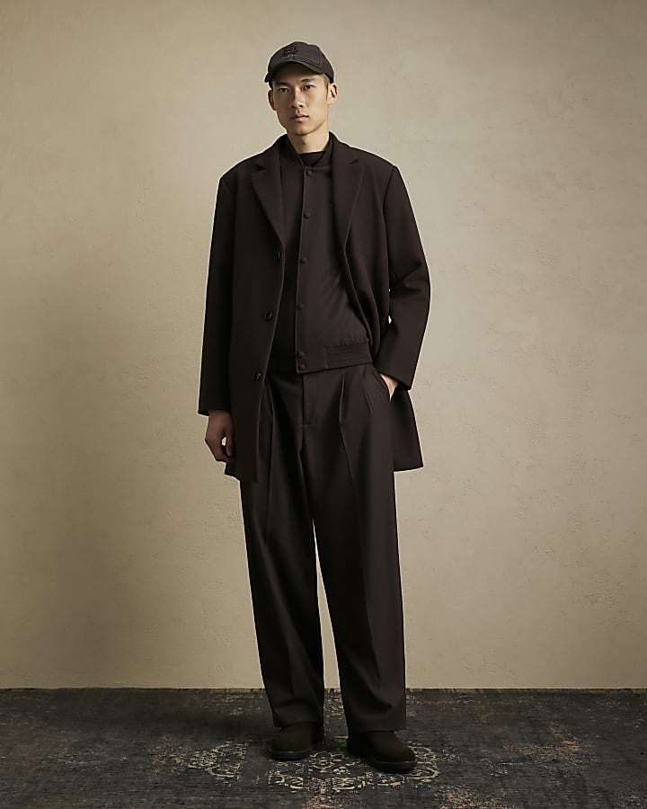 Brown Single Breasted Overcoat