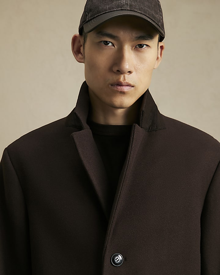 Brown Single Breasted Overcoat