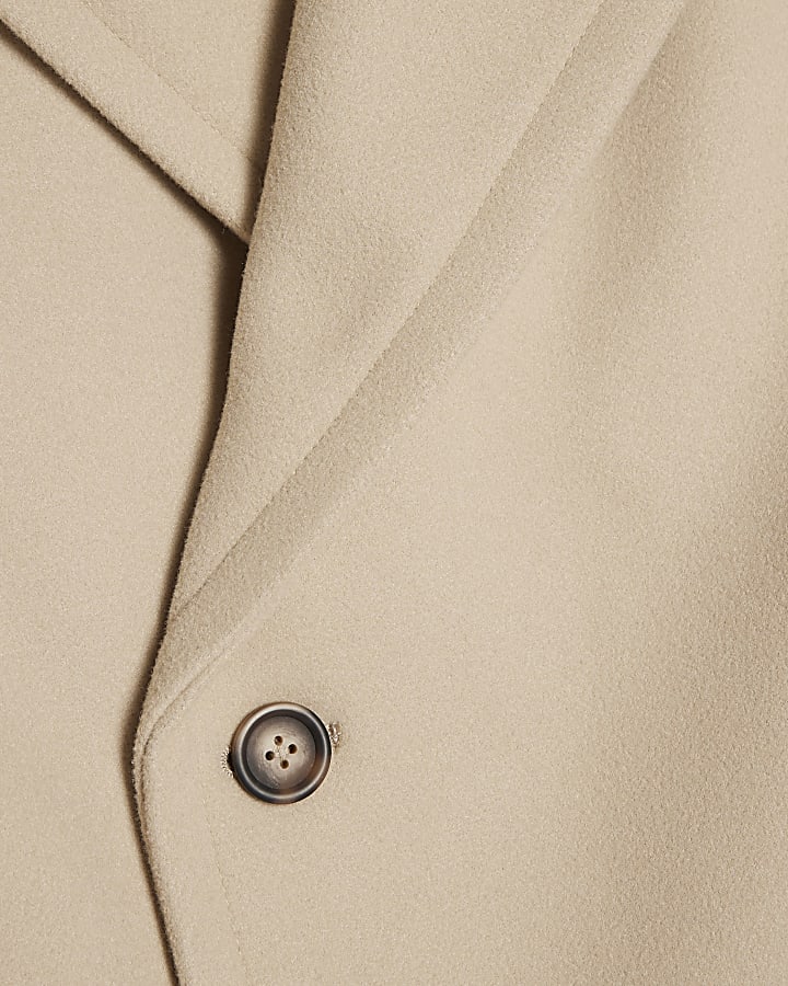 Beige Asymmetric Single Breasted Peacoat