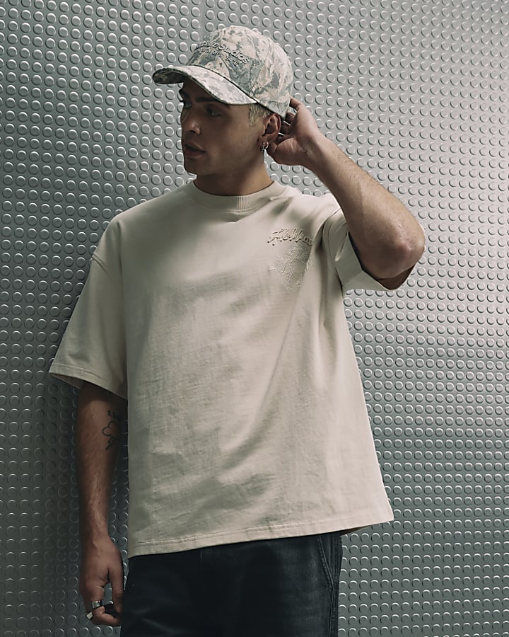 Beige Oversized Fit Cotton Hokkaido T-Shirt