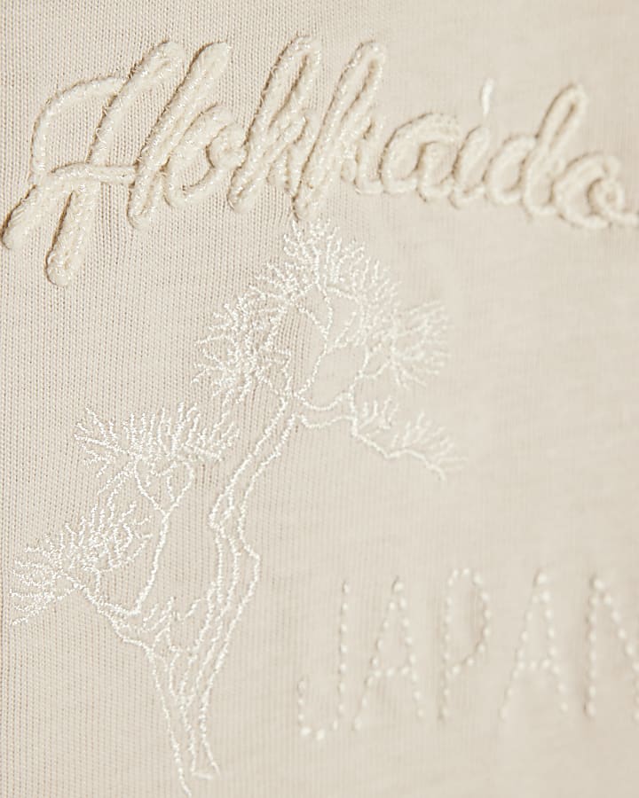 Beige Oversized Fit Cotton Hokkaido T-Shirt