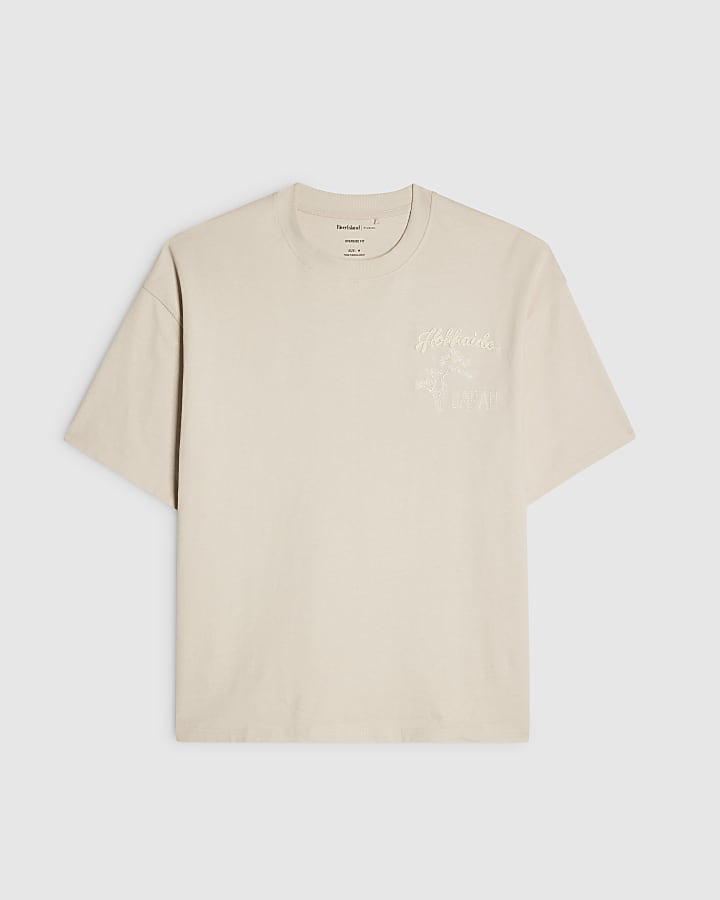 Beige Oversized Fit Cotton Hokkaido T-Shirt