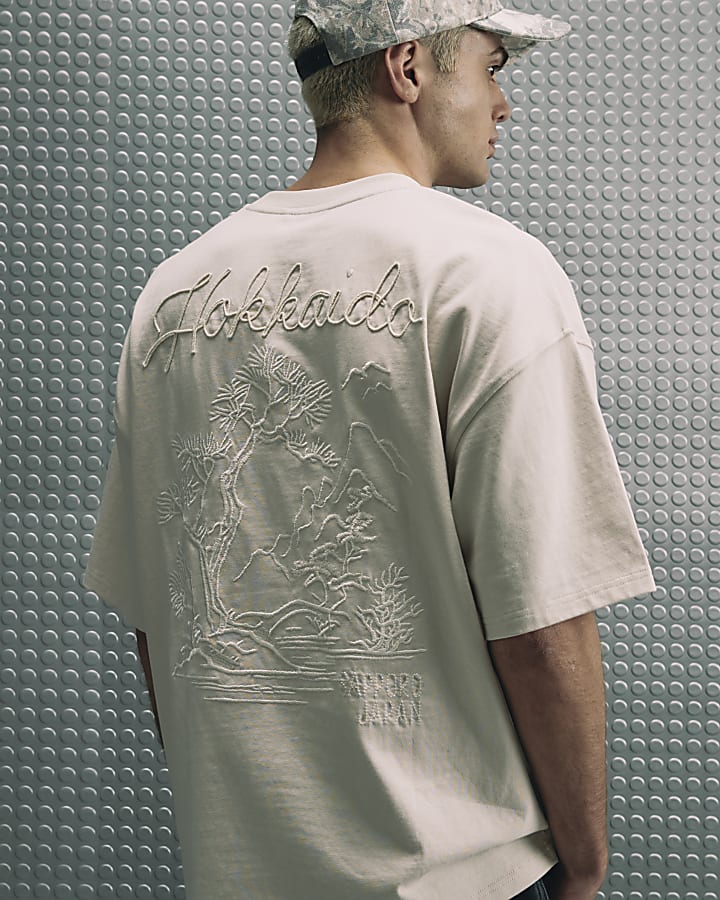 Beige Oversized Fit Cotton Hokkaido T-Shirt