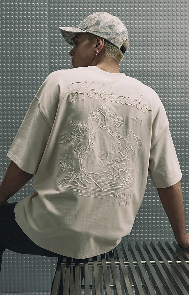Beige Oversized Fit Cotton Hokkaido T-Shirt