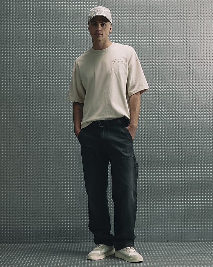 Beige Oversized Fit Cotton Hokkaido T-Shirt
