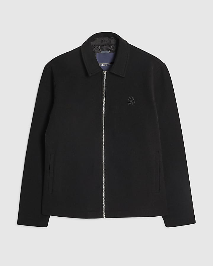 Black Zip Through Embroidered RI Shacket