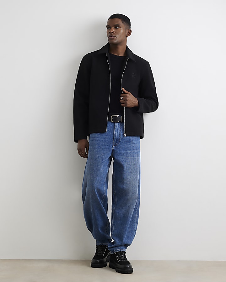 Black Zip Through Embroidered RI Shacket