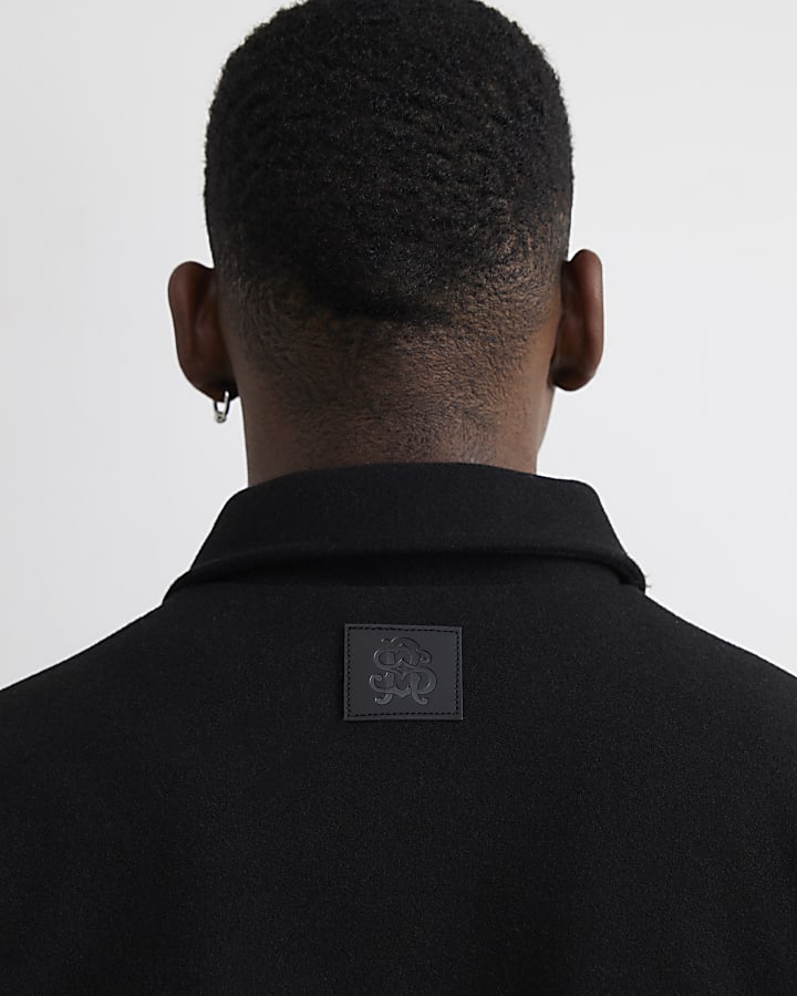 Black Zip Through Embroidered RI Shacket